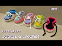 Cómo tejer zapatitos botitas escarpines bebé crochet, ganchillo – VARIOS TALLES (1/2)