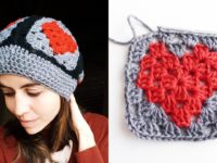 GORRO de CORAZONES a crochet (con granny square de corazón) | Ahuyama Crochet